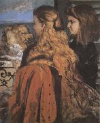 Gustave Courbet Three girl painting